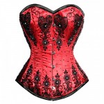 Red satin corset with hearts
